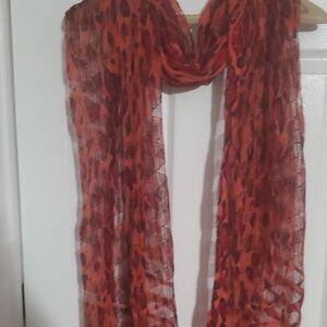 Chico's Vibrant Red Leopard Scarf